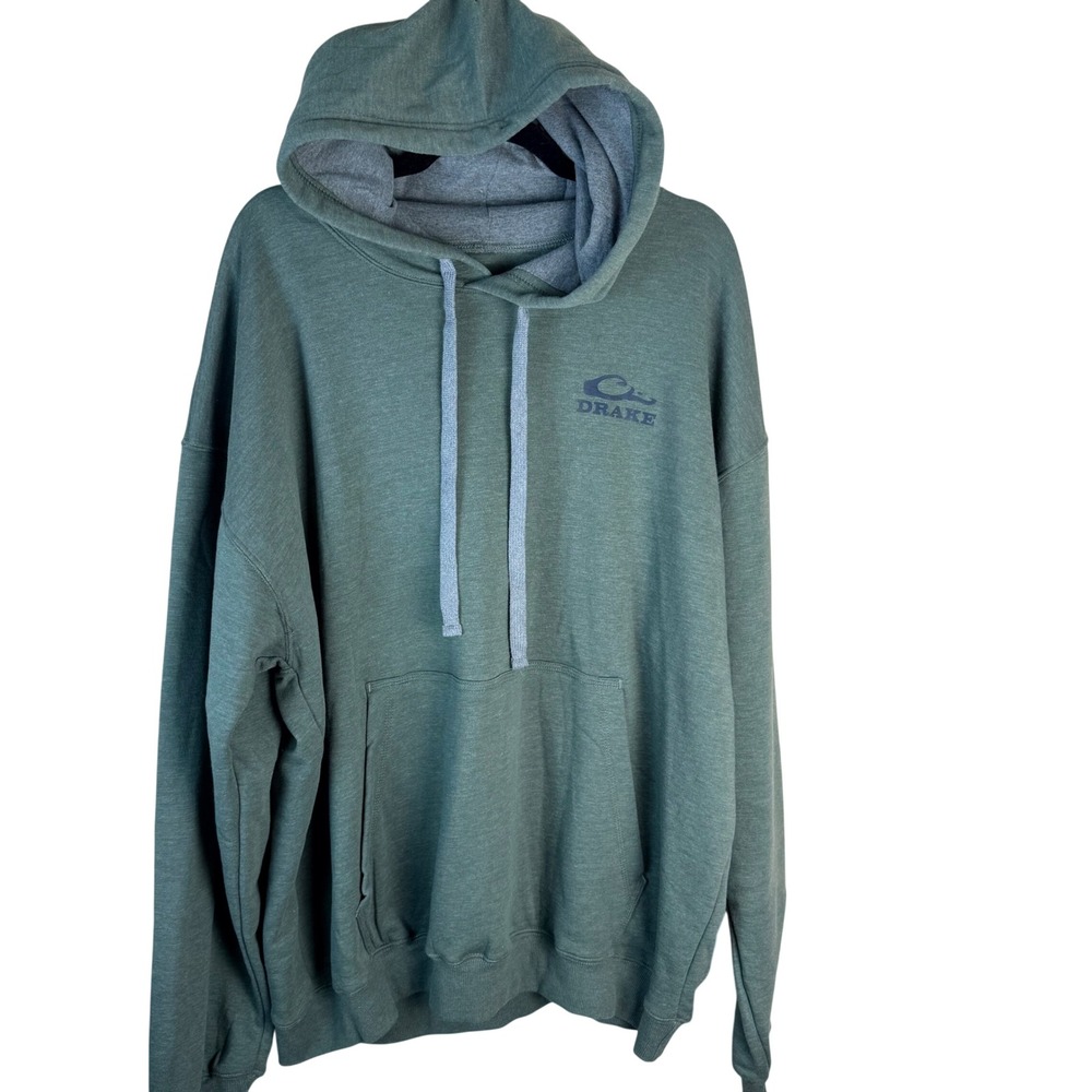 Drake Waterfowl Mens Promo Hoodie Deep Depths Dark Heather Green Camo Lab 2X NEW